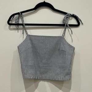 John Galt Blue & White Striped Tank Top with Cute Adjustable Tie Straps